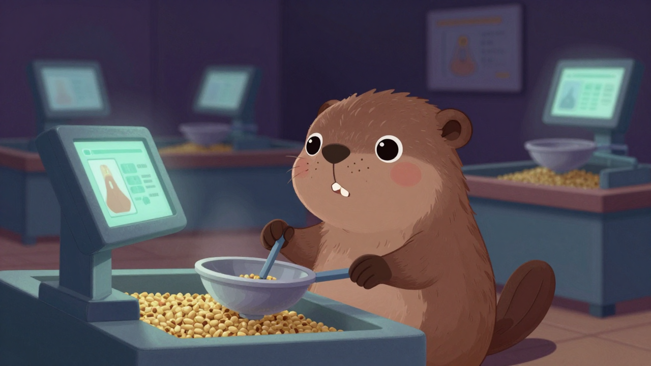 곡물등급원 직업 종사자가 업무를 수행하는 모습