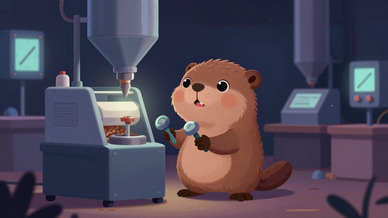 곡물압출기조작원 직업 종사자가 업무를 수행하는 모습