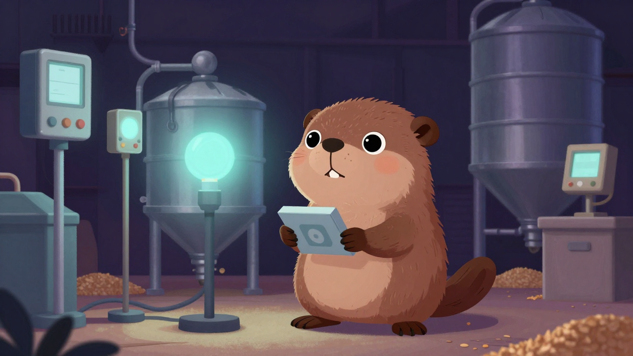 곡물저장탱크관리원 직업 종사자가 업무를 수행하는 모습