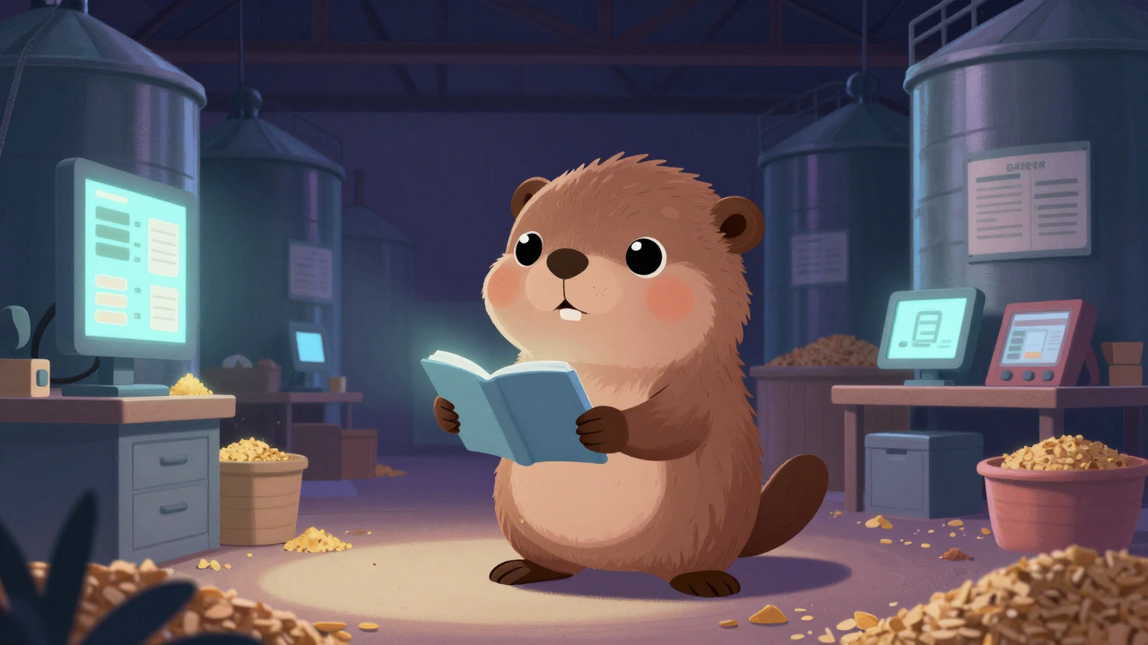 곡물창고관리원 직업 종사자가 업무를 수행하는 모습