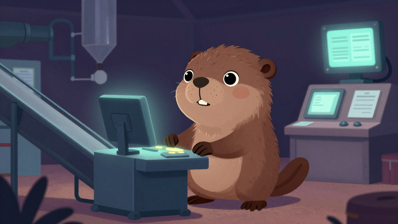 곡물하역장치조작원 직업 종사자가 업무를 수행하는 모습