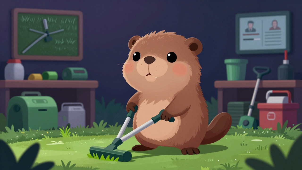 골프장코스관리사 직업 종사자가 업무를 수행하는 모습