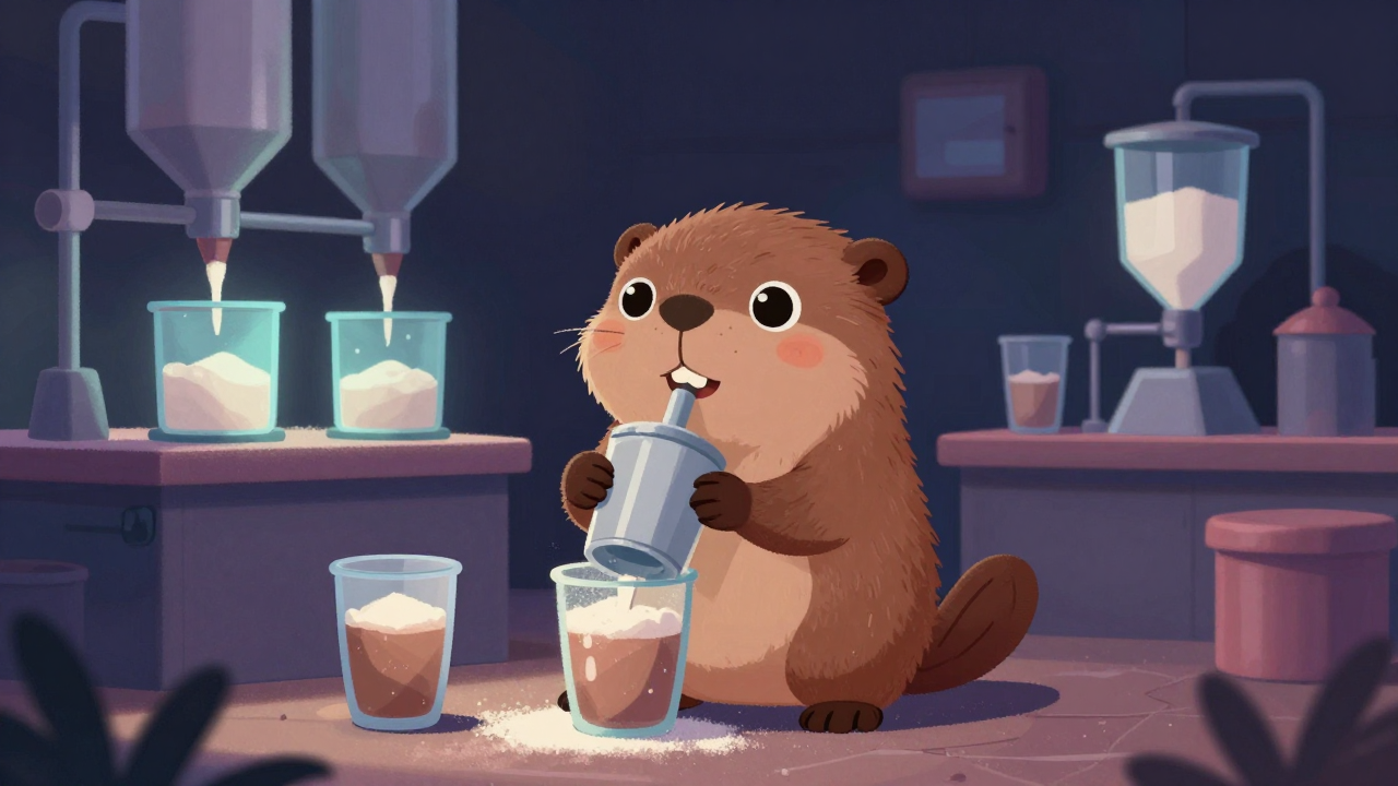 과립음료제조원 직업 종사자가 업무를 수행하는 모습