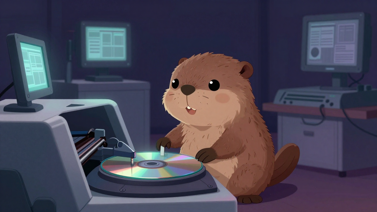 광디스크인쇄원 직업 종사자가 업무를 수행하는 모습