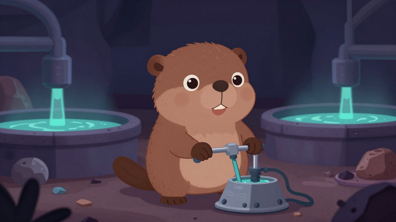 광물추출원 직업 종사자가 업무를 수행하는 모습