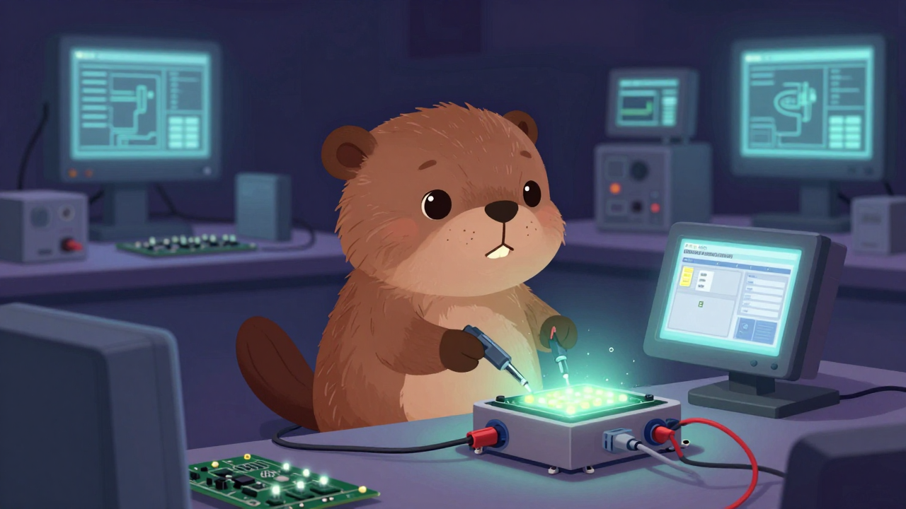 광원구동회로개발품질평가원 직업 종사자가 업무를 수행하는 모습