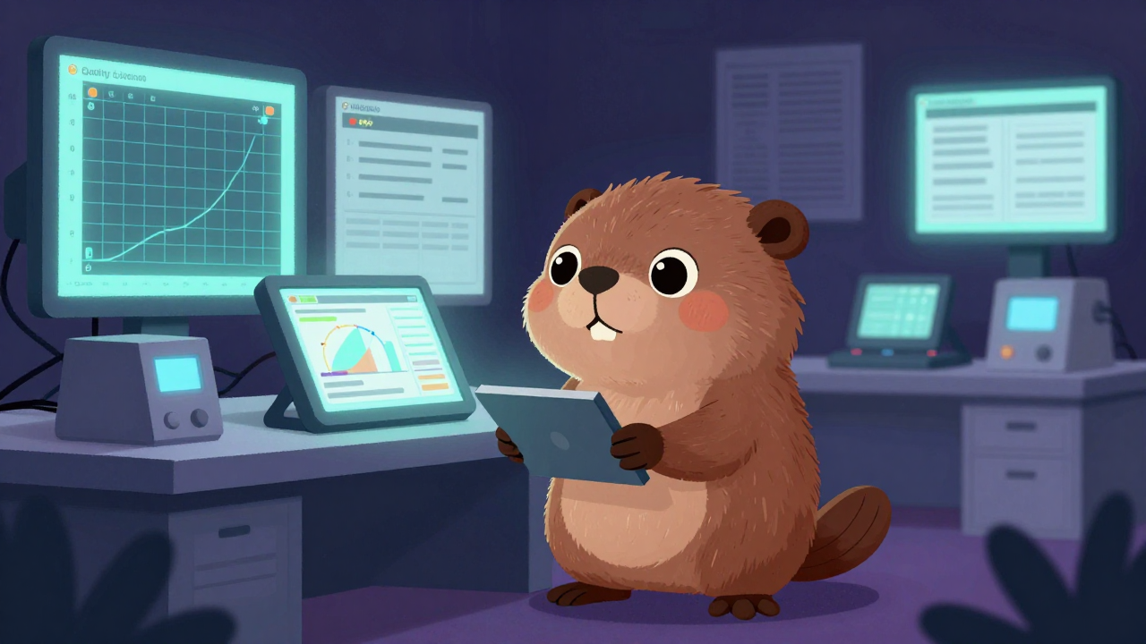 광원구동회로품질관리사 직업 종사자가 업무를 수행하는 모습