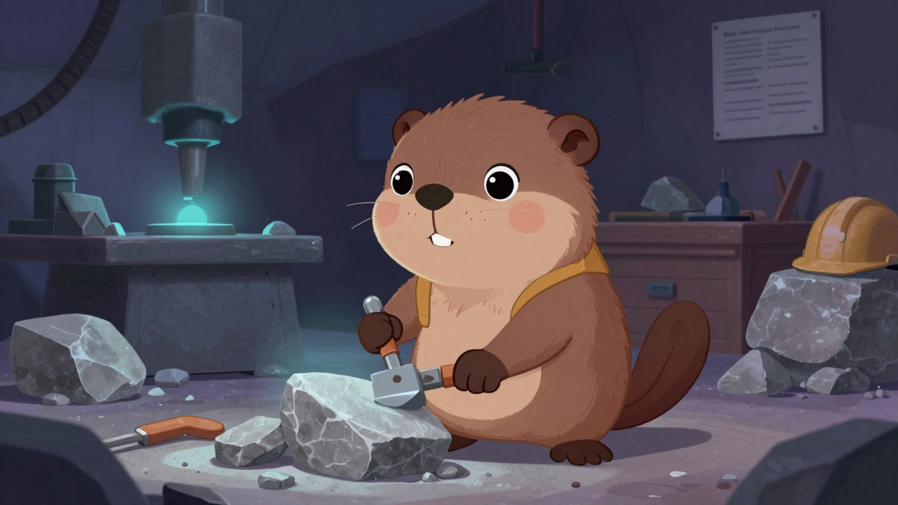 광원·채석원 및 석재절단원 직업 종사자가 업무를 수행하는 모습