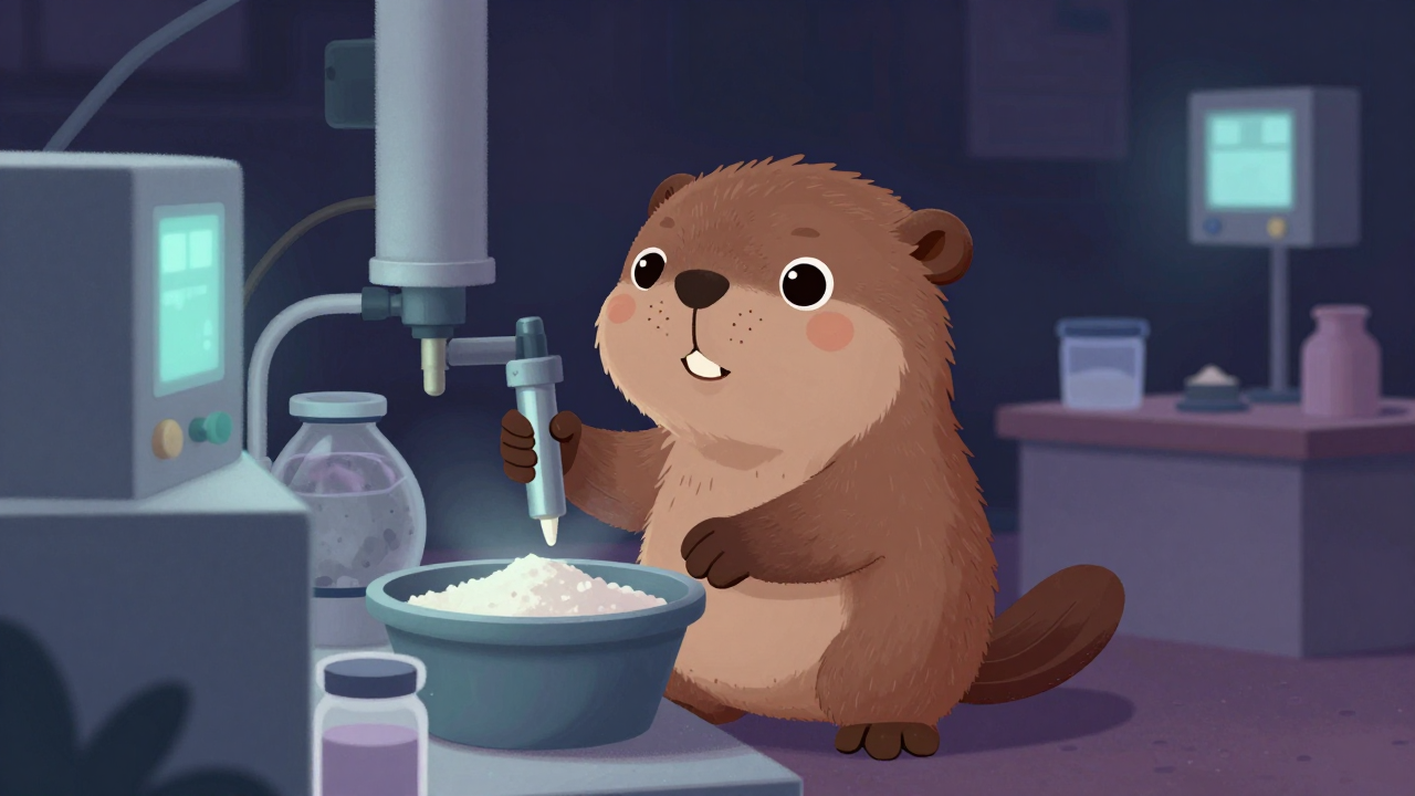 광학세라믹소재혼합원 직업 종사자가 업무를 수행하는 모습