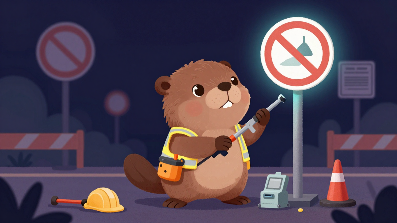 교통표지판설치원 직업 종사자가 업무를 수행하는 모습