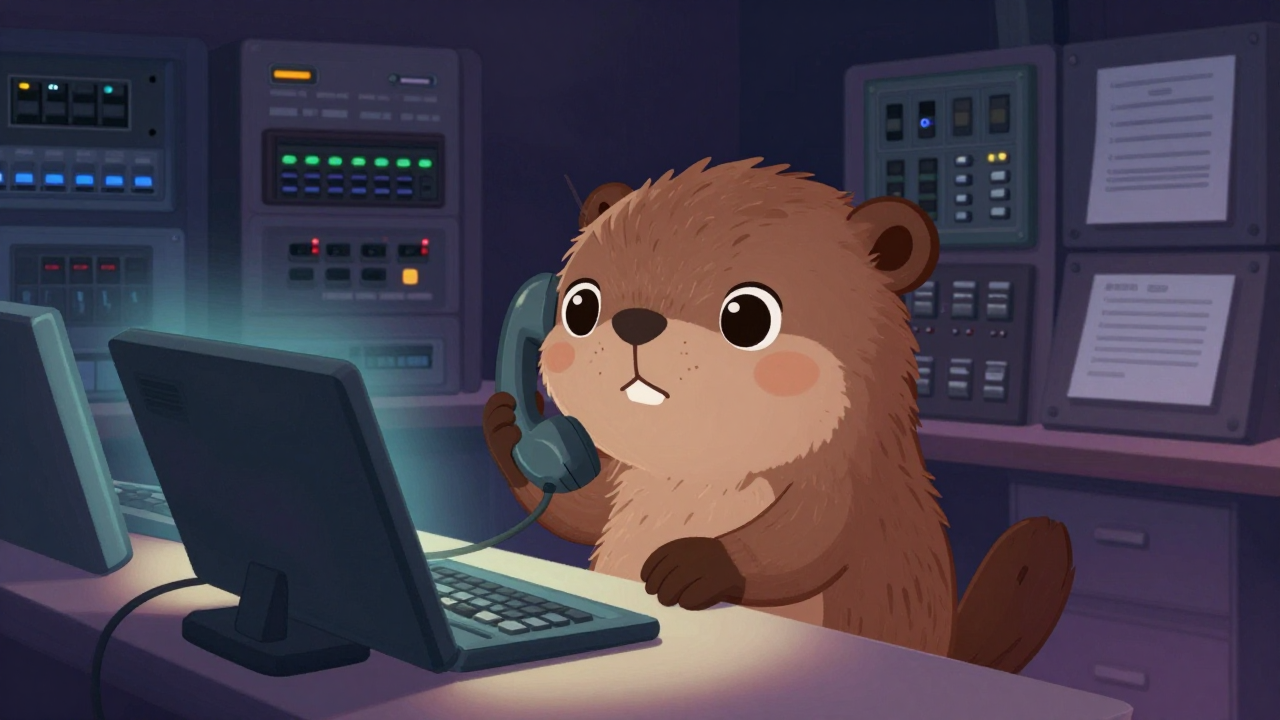 교환기운용원 직업 종사자가 업무를 수행하는 모습