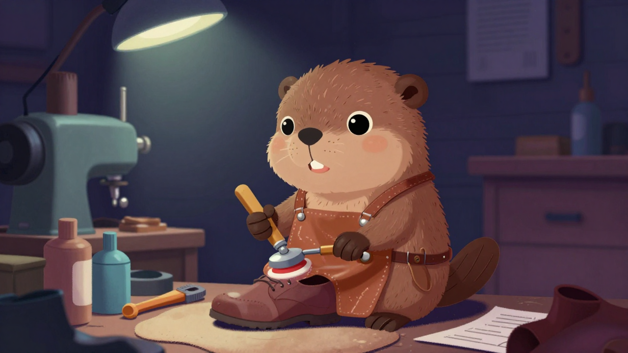 구두미화원 및 수선원 직업 종사자가 업무를 수행하는 모습