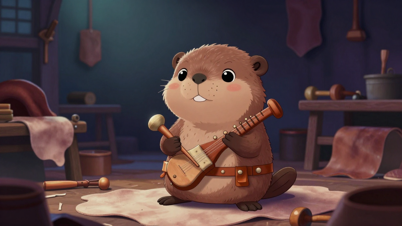 국악기가죽가공원 직업 종사자가 업무를 수행하는 모습