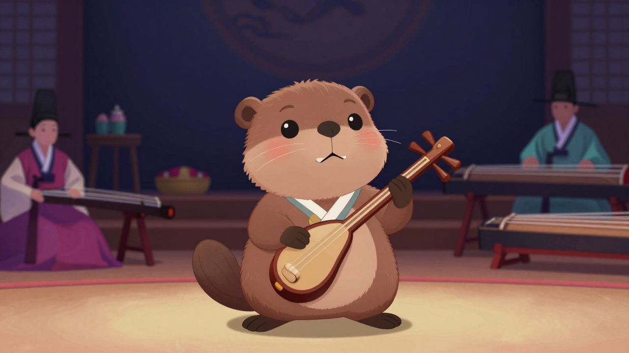 국악인 직업 종사자가 업무를 수행하는 모습