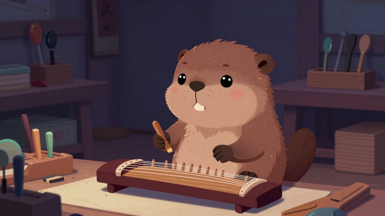 국악현악기제조원 직업 종사자가 업무를 수행하는 모습