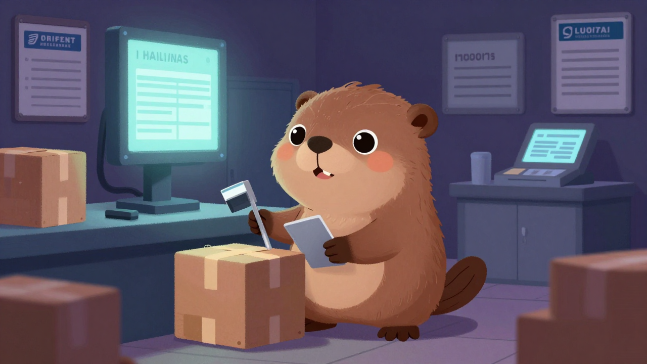 국제우편물통관사무원 직업 종사자가 업무를 수행하는 모습