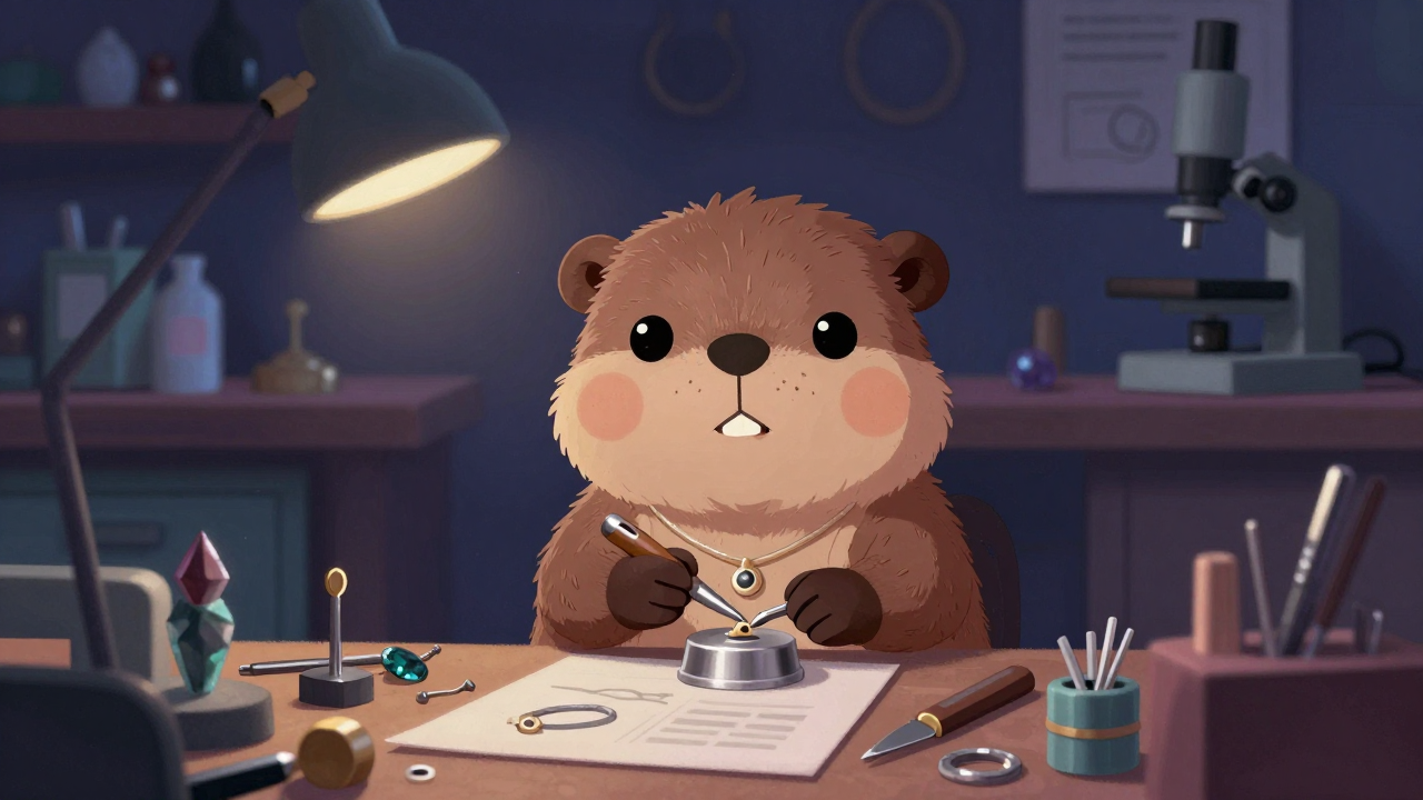 귀금속·보석세공원 직업 종사자가 업무를 수행하는 모습