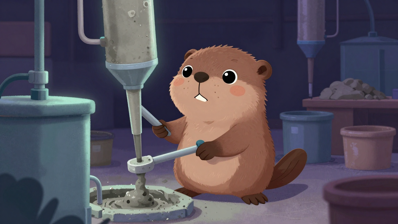 그라우팅보조원 직업 종사자가 업무를 수행하는 모습