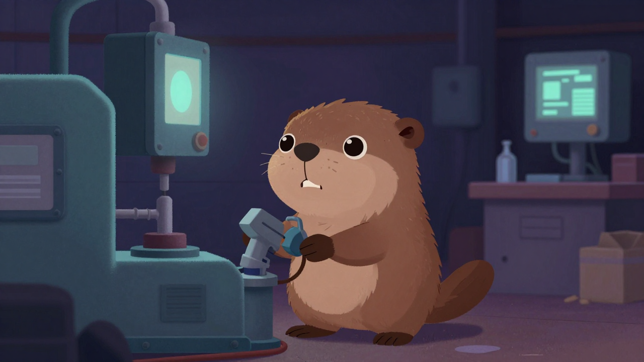 그라인딩기조작원 직업 종사자가 업무를 수행하는 모습