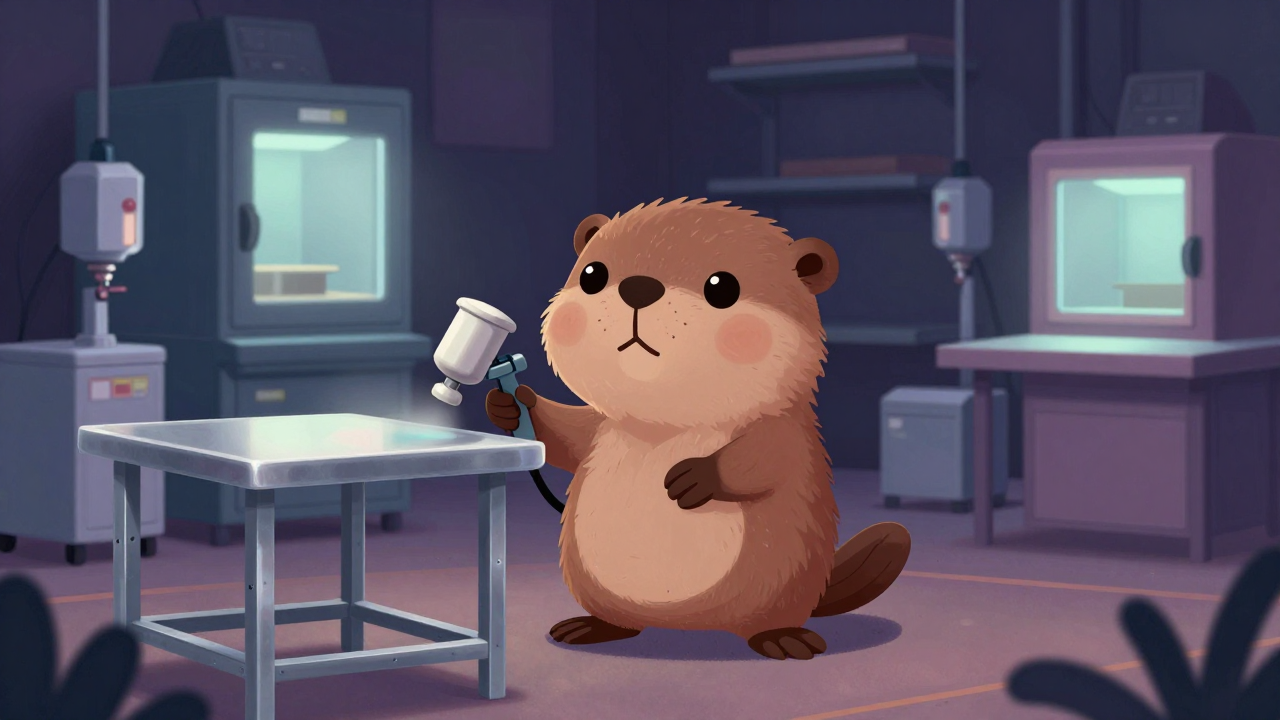 금속가구도색원 직업 종사자가 업무를 수행하는 모습