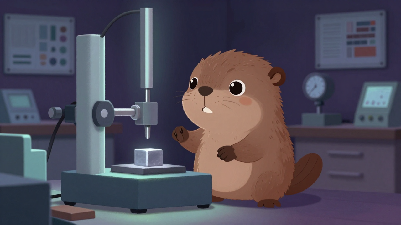 금속재료시험원 직업 종사자가 업무를 수행하는 모습