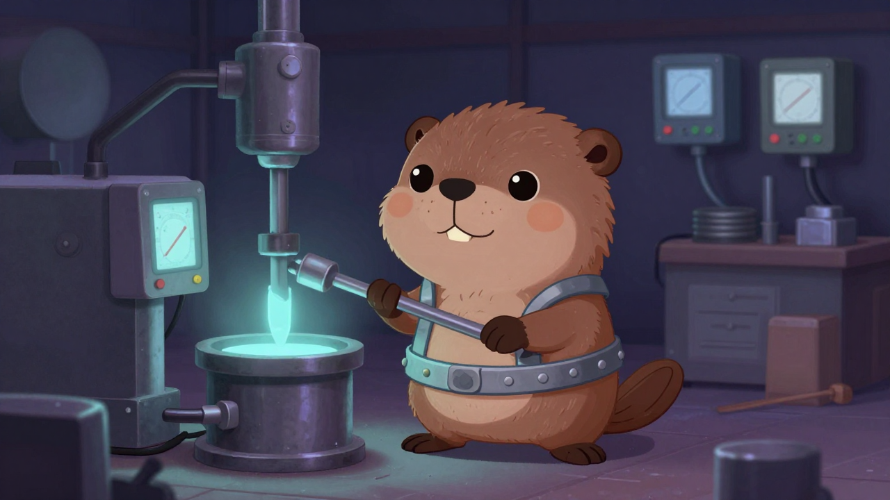 금속재료용해원 직업 종사자가 업무를 수행하는 모습