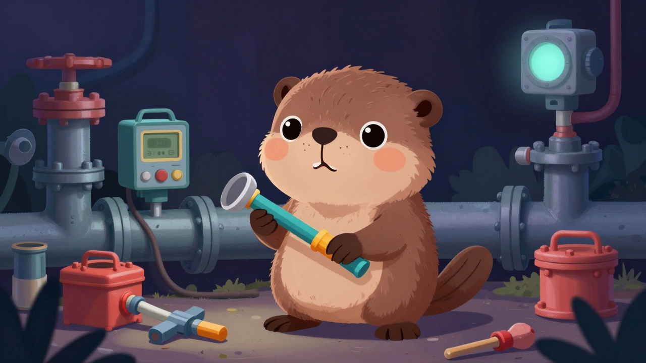 급수관보수원 직업 종사자가 업무를 수행하는 모습