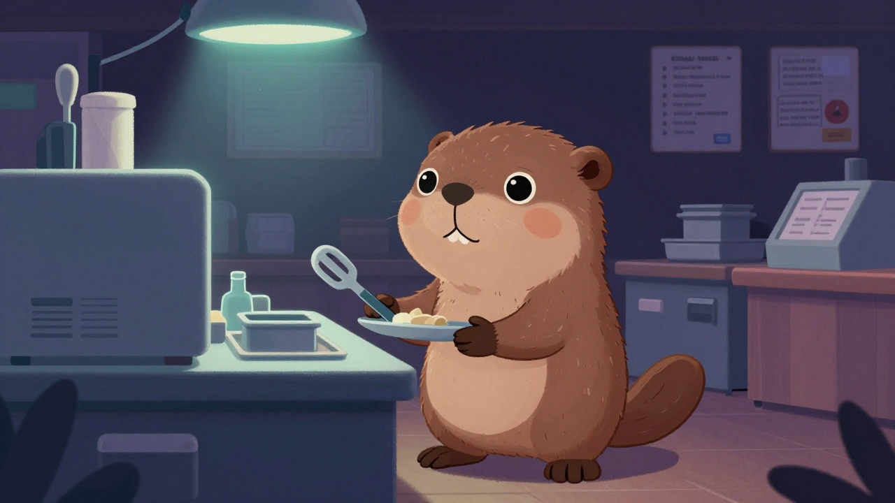 급식도우미 직업 종사자가 업무를 수행하는 모습