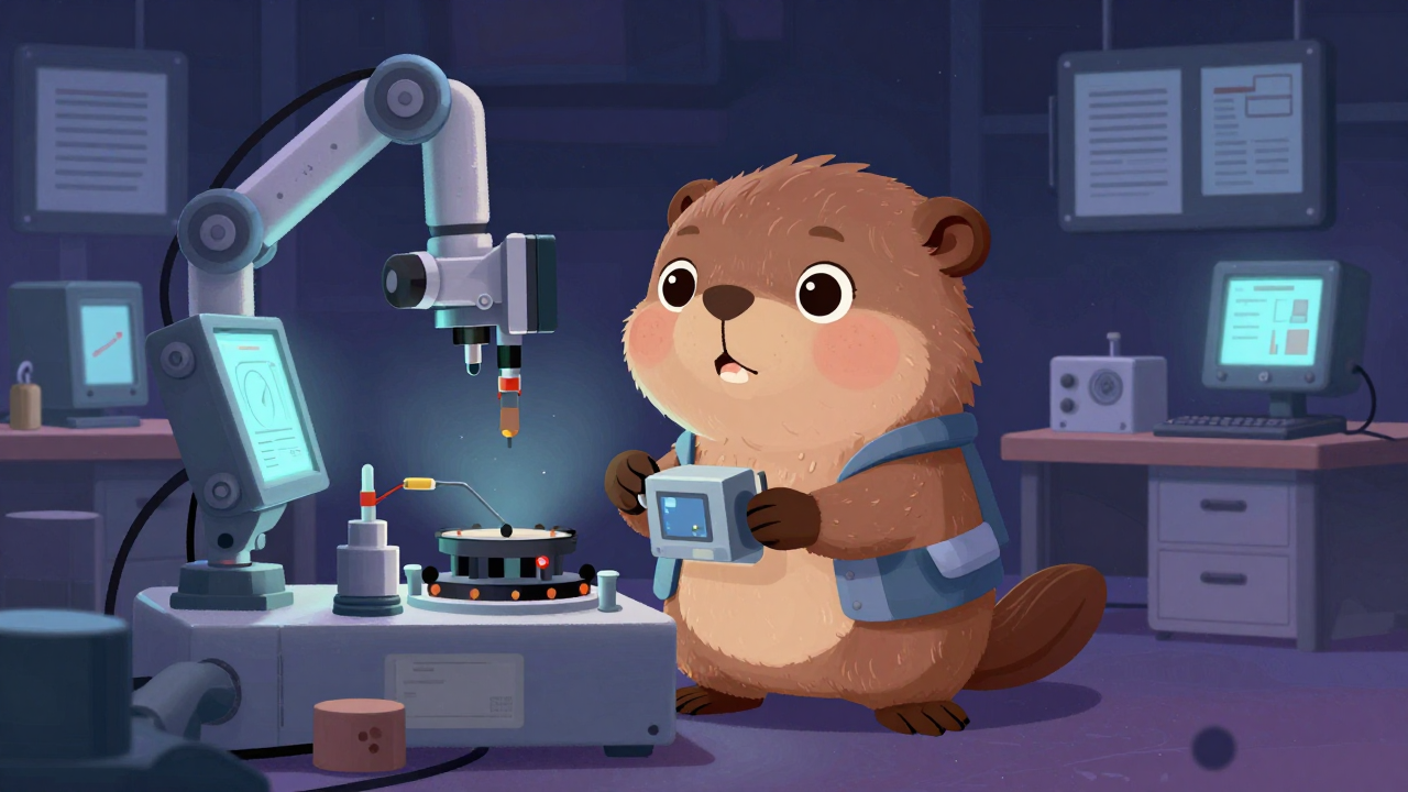 기계‧로봇공학시험원 직업 종사자가 업무를 수행하는 모습