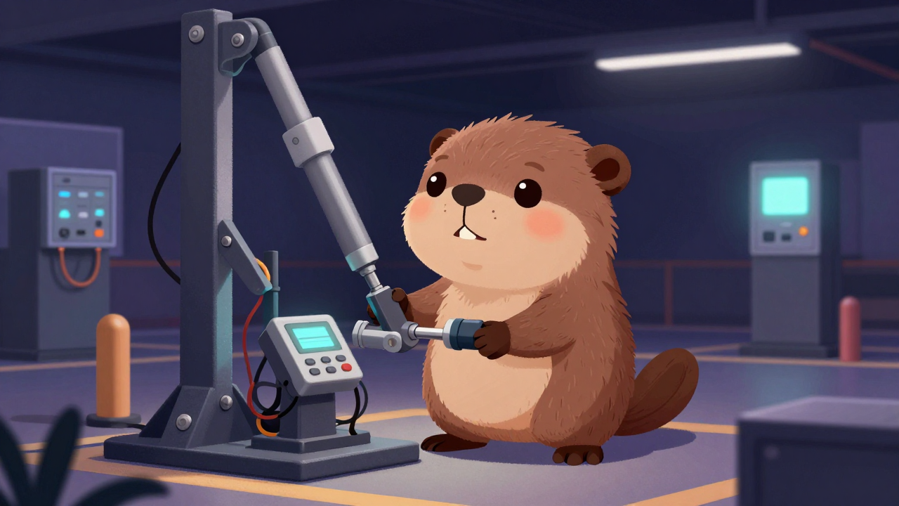 기계식주차장치설치원 직업 종사자가 업무를 수행하는 모습