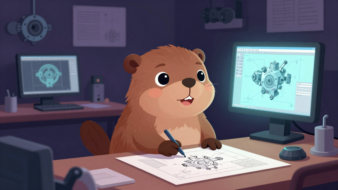 기계캐드사 직업 종사자가 업무를 수행하는 모습