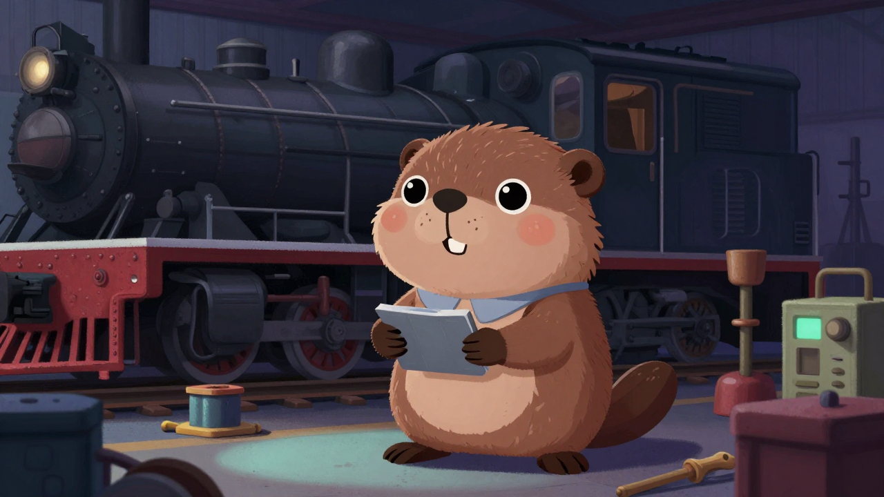 기관차기관정비원 직업 종사자가 업무를 수행하는 모습