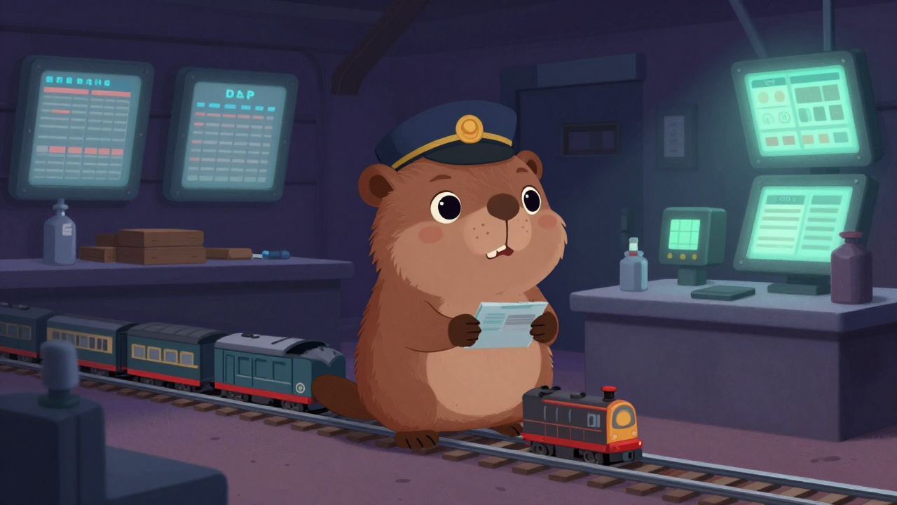 기관차배차원 직업 종사자가 업무를 수행하는 모습