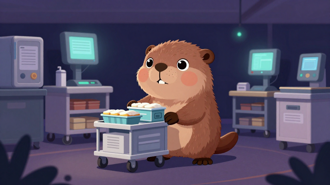 기내식탑재원 직업 종사자가 업무를 수행하는 모습