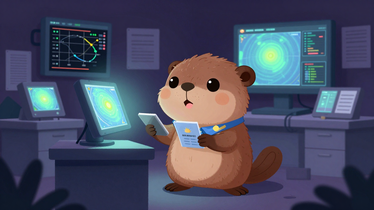 기상감정사 직업 종사자가 업무를 수행하는 모습