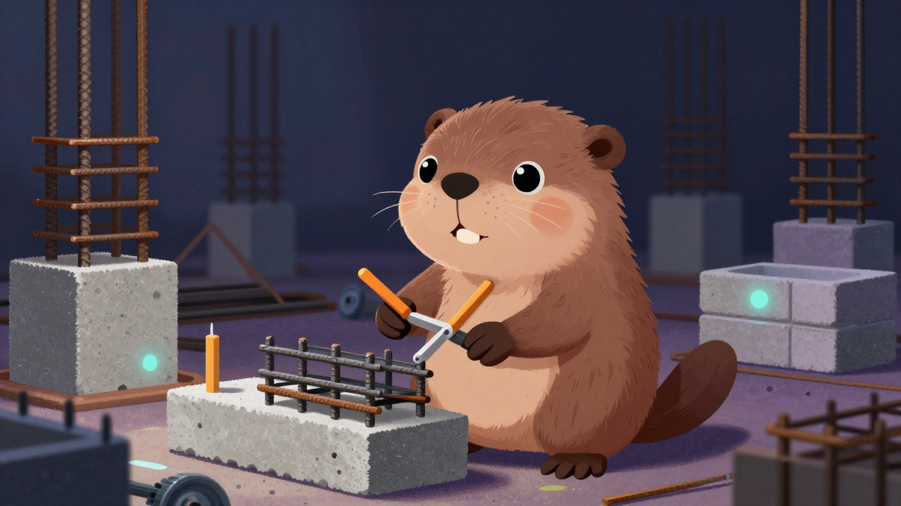 기성콘크리트철근조립원 직업 종사자가 업무를 수행하는 모습