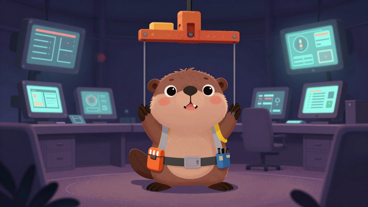 기중기조종반장 직업 종사자가 업무를 수행하는 모습