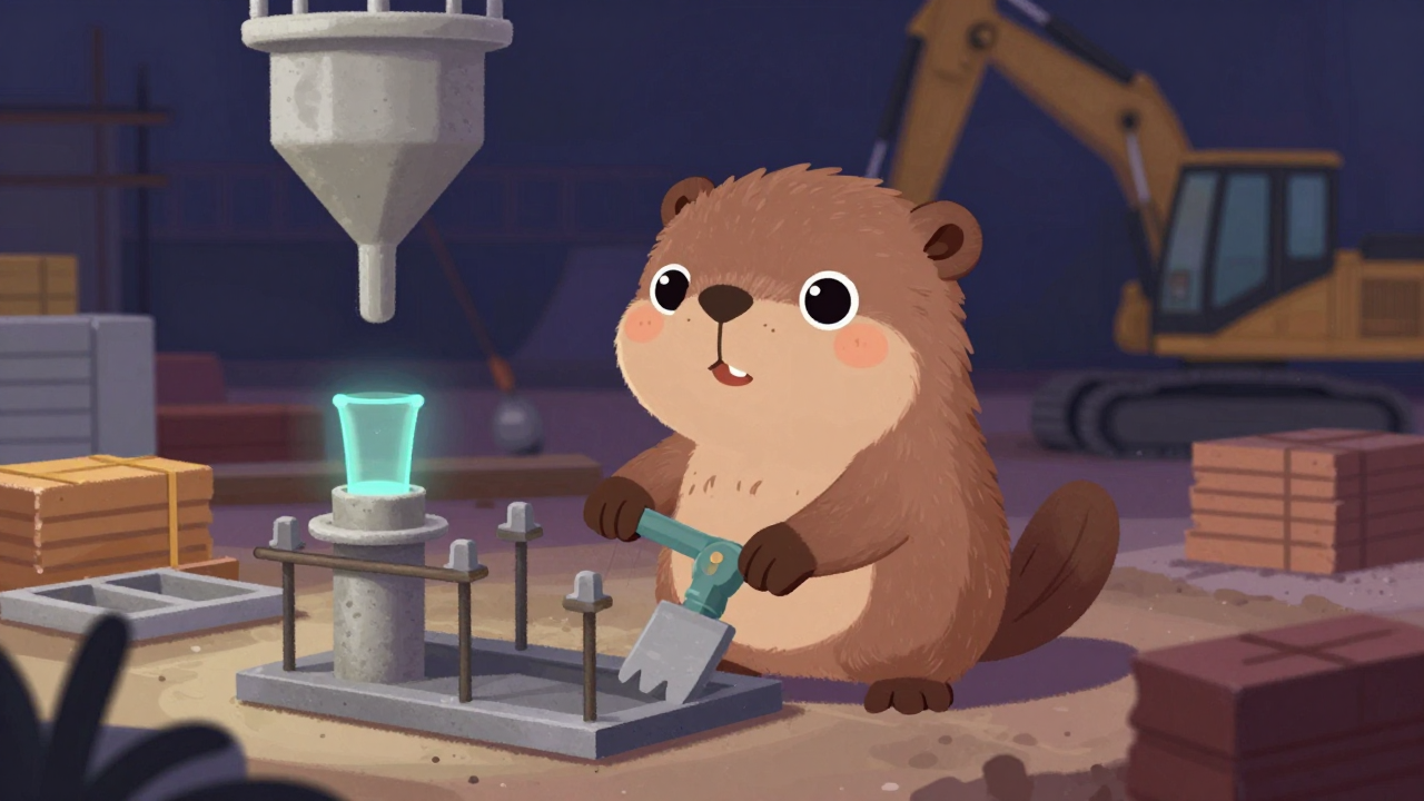 기초구조물설치원 직업 종사자가 업무를 수행하는 모습