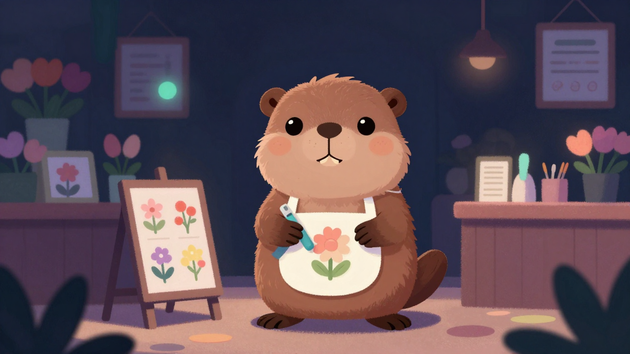 꽃판매원 직업 종사자가 업무를 수행하는 모습