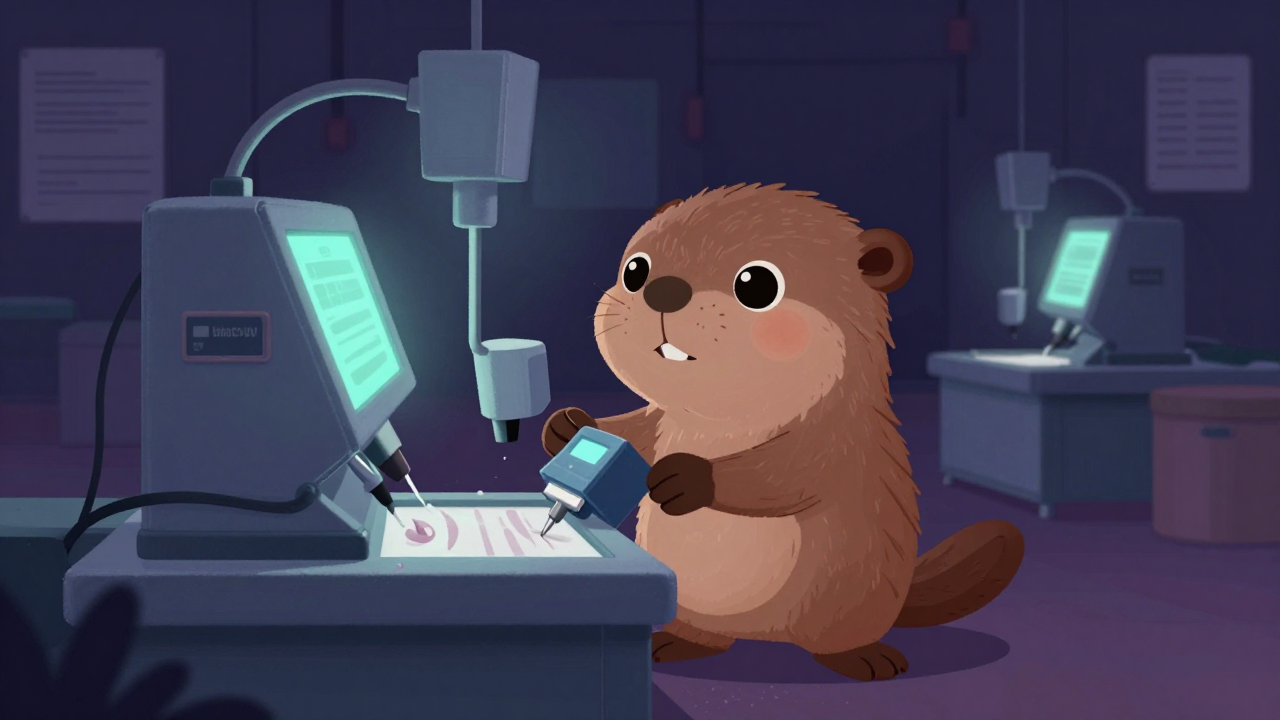 낙인기조작원 직업 종사자가 업무를 수행하는 모습