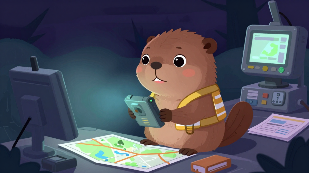 내비게이션도로조사원 직업 종사자가 업무를 수행하는 모습