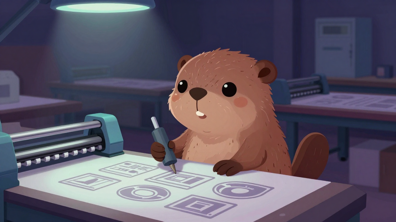 내장재무늬기계조작원 직업 종사자가 업무를 수행하는 모습