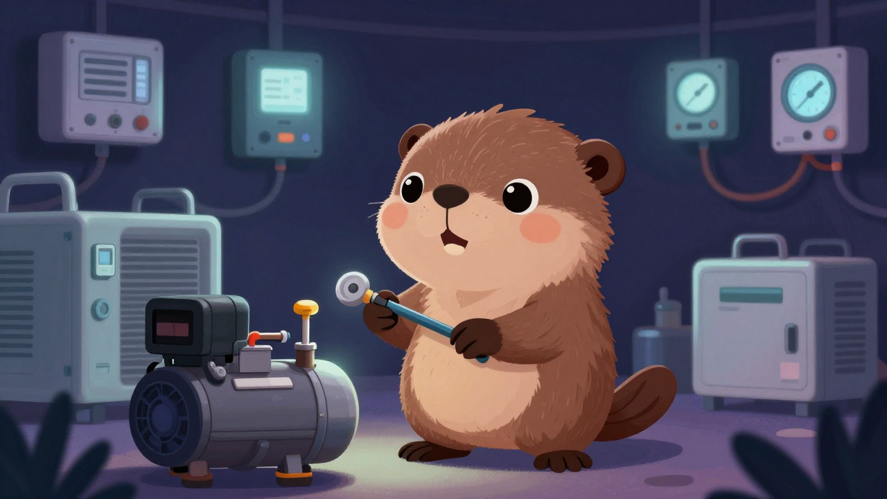 냉장설비수리원 직업 종사자가 업무를 수행하는 모습