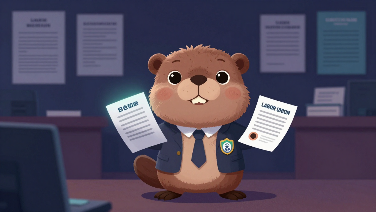 노동조합고위임원 직업 종사자가 업무를 수행하는 모습