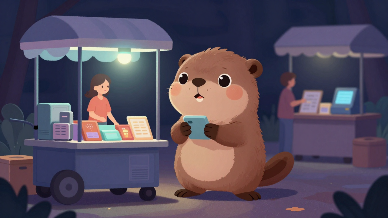 노점 및 이동판매원 직업 종사자가 업무를 수행하는 모습