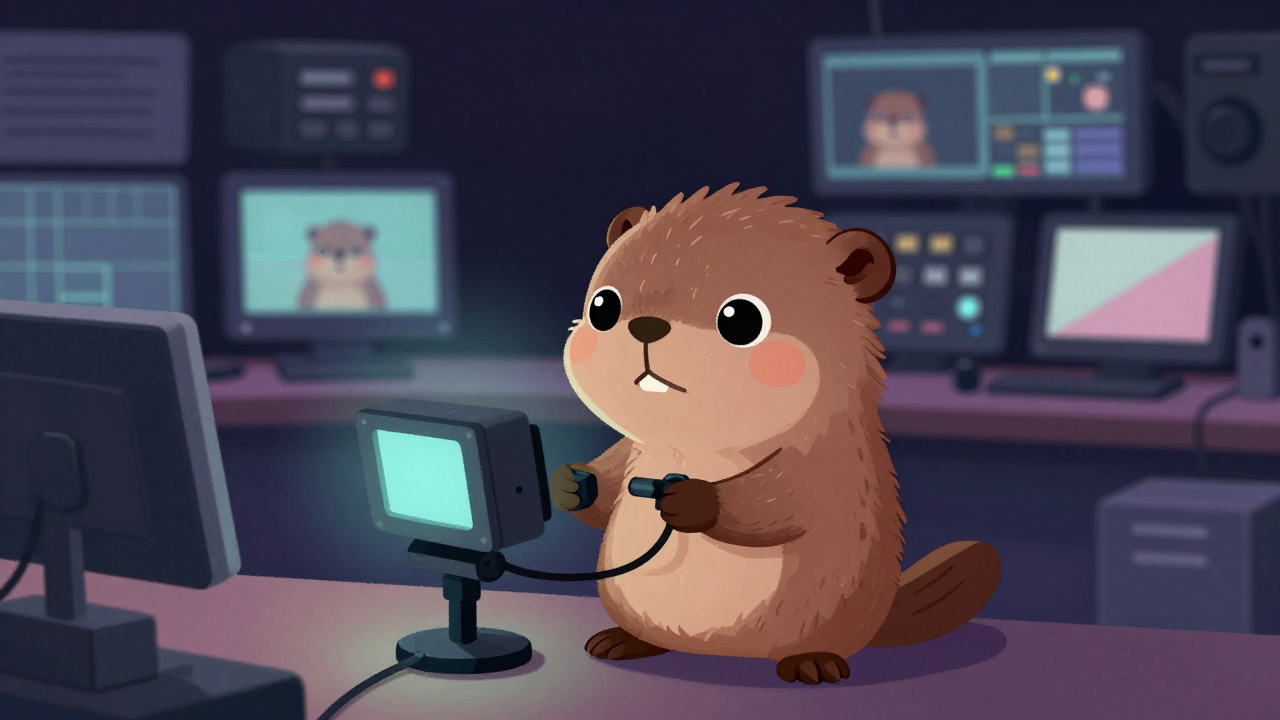 녹화기사 직업 종사자가 업무를 수행하는 모습