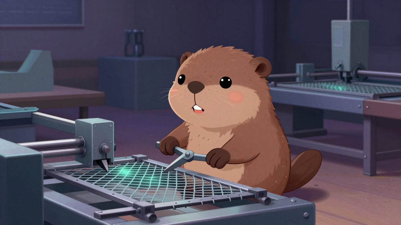 능형망제조원 직업 종사자가 업무를 수행하는 모습