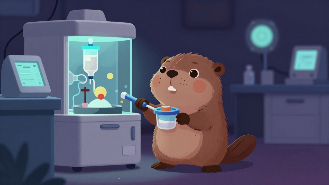 단백질의약품정제원 직업 종사자가 업무를 수행하는 모습