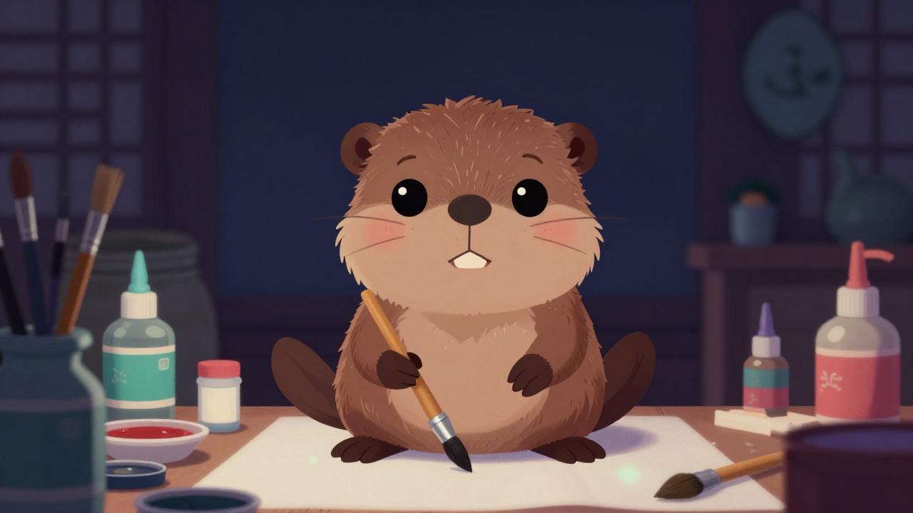 단청편수 직업 종사자가 업무를 수행하는 모습