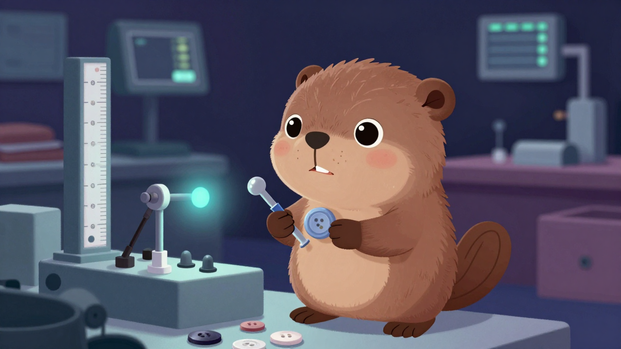 단추검사원 직업 종사자가 업무를 수행하는 모습